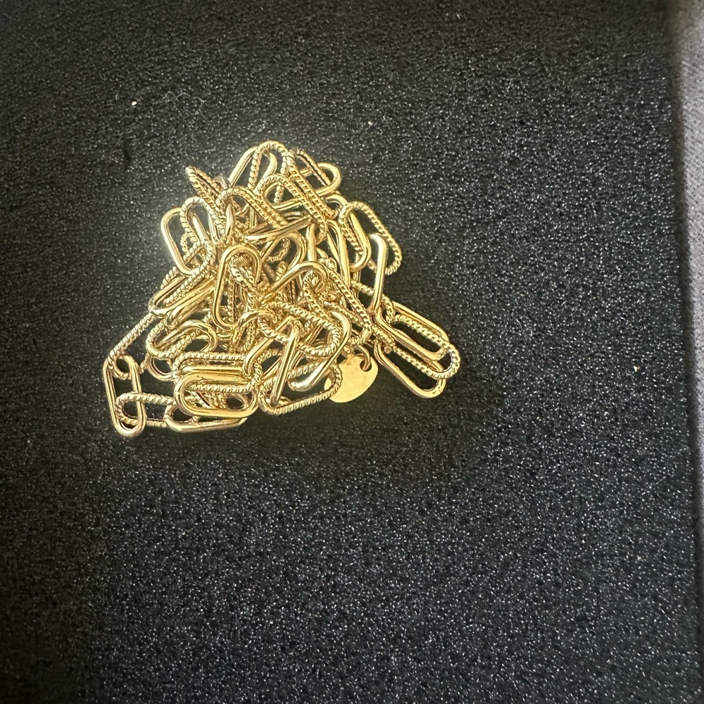18k yellow gold paperclip chain necklace. Made in Italy. Stamped 750. - Picture 10 of 14
